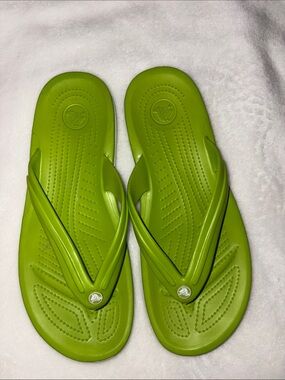 CROCS Lime Green Flip Flop Sandals
